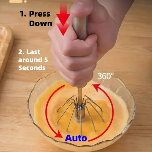 Mélangeur à fouet semi-automatique en acier inoxydable, 10/12/14 pouces, pour la maison, outil polyvalent pour batteur à œufs, mousseur à lait, fouet à poussée manuelle
