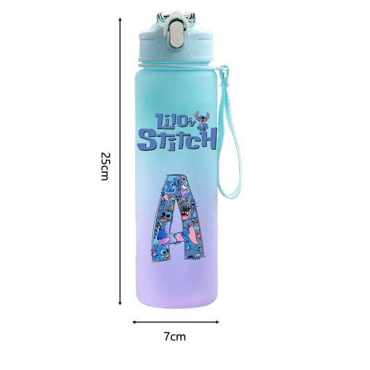 750ML Lettre A-Z Imprimer Stitch Bouteille D'eau Grande Capacité Boire Portable Dessin Animé En Plein Air Tasse D'eau Enfant Cadeau