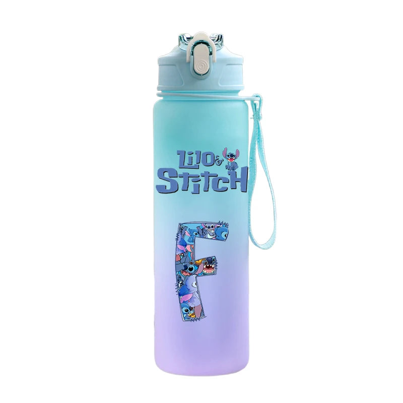 750ML Lettre A-Z Imprimer Stitch Bouteille D'eau Grande Capacité Boire Portable Dessin Animé En Plein Air Tasse D'eau Enfant Cadeau