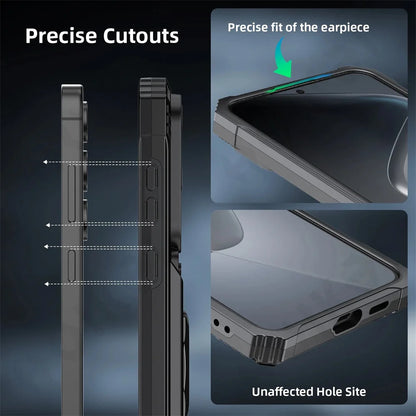 Coque pour Samsung Galaxy S25 Edge S24 S23 Ultra Plus FE A56 A36 A55 5G, anneau rotatif magnétique, béquille, chute lourde, portefeuille