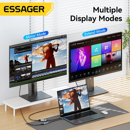 Essager adaptateur HDMI vers USB Type C pour iPhone MacBook Pro Air iPad Samsung Galaxy 8K @ 60Hz 4K @ 120Hz/144Hz convertisseur de câble TV HD