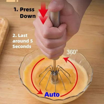 Mélangeur à fouet semi-automatique en acier inoxydable, 10/12/14 pouces, pour la maison, outil polyvalent pour batteur à œufs, mousseur à lait, fouet à poussée manuelle
