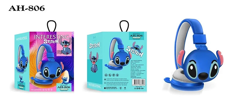 Nouveau Disney point sans fil Bluetooth casque AH-806 HIFI stéréo son pliable casques avec micro Anime dessin animé enfants cadeau