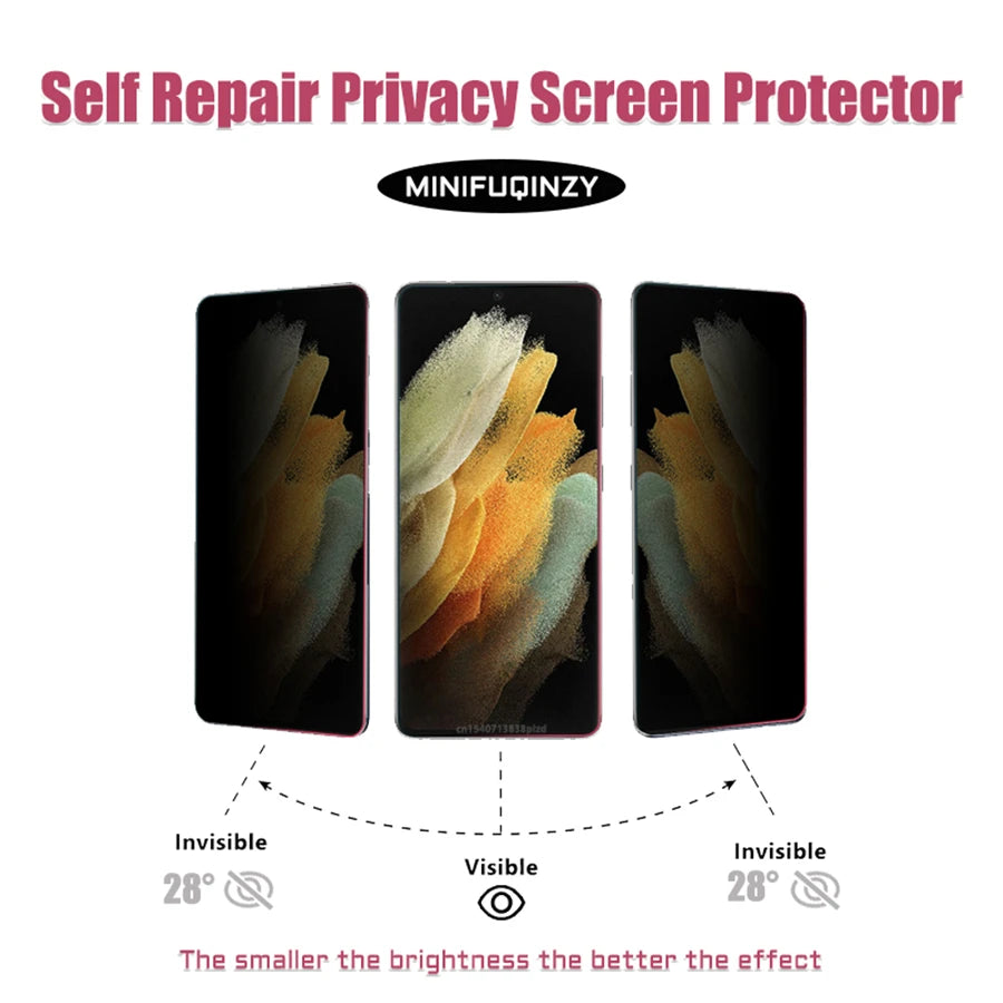 Film auto-réparateur pour Samsung Galaxy S25 Ultra S24 S23 S22 S20 Plus, 3 pièces, protecteur d'écran de confidentialité, déverrouillage S21 5G Note 20, pas du verre