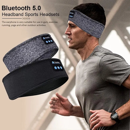 Écouteurs sans fil Bluetooth Fone, casque élastique, masque pour les yeux de musique, bande de sauna de sommeil de sport