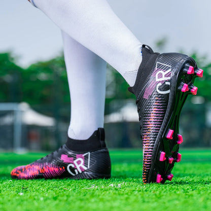 Chaussures de Football unisexes, hauts à lacets, pointes antidérapantes, Sports de plein air, crampons de Football athlétiques pour baskets d'entraînement professionnel