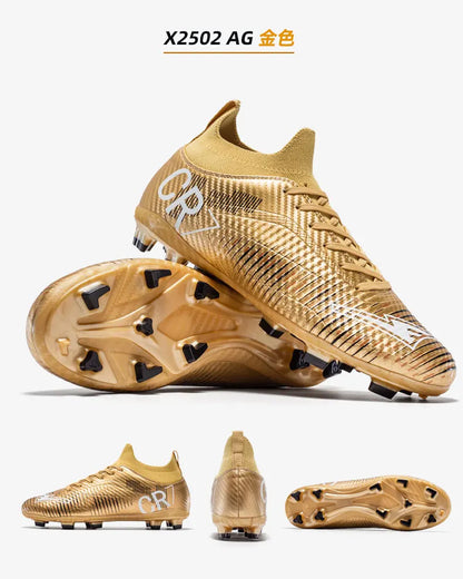 Chaussures de Football unisexes, hauts à lacets, pointes antidérapantes, Sports de plein air, crampons de Football athlétiques pour baskets d'entraînement professionnel