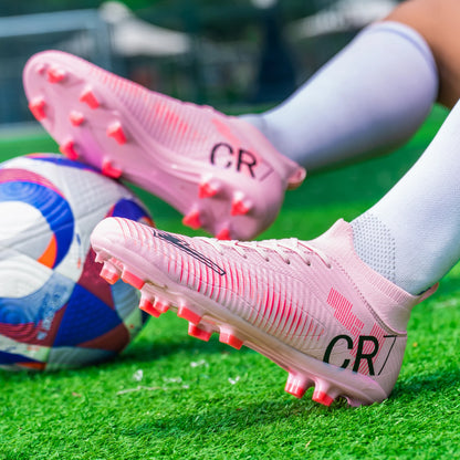 Chaussures de Football unisexes, hauts à lacets, pointes antidérapantes, Sports de plein air, crampons de Football athlétiques pour baskets d'entraînement professionnel