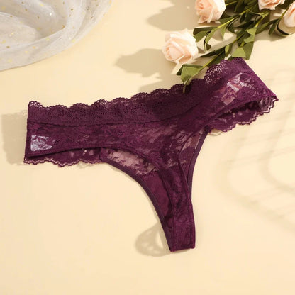 Strings sexy en dentelle pour femmes, slips taille basse, sous-vêtements doux pour dames, caleçons floraux, culottes florales, lingerie féminine, 3 pièces