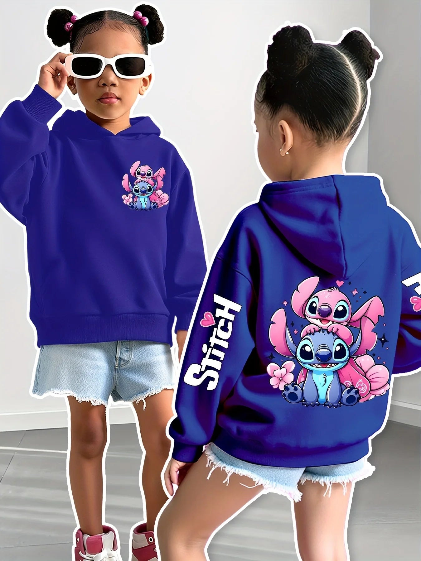 2025 Disney sweats à capuche mode point ange monstre poche sweat pull mignon sweats à capuche filles enfants sweat dessin animé hauts Y2k