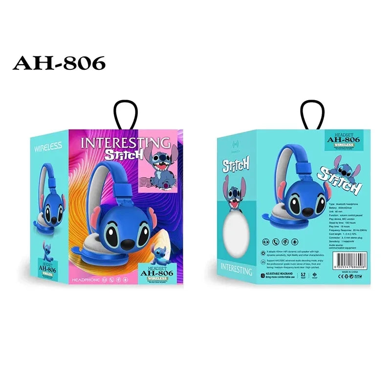 Nouveau Disney point sans fil Bluetooth casque AH-806 HIFI stéréo son pliable casques avec micro Anime dessin animé enfants cadeau