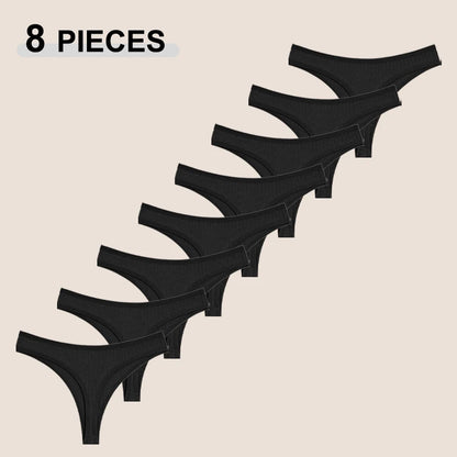 Strings en coton sans couture pour femmes, culotte sexy, taille basse, solide, respirant, confortable, doux, string, sous-pantalon, 8 pièces, ensemble