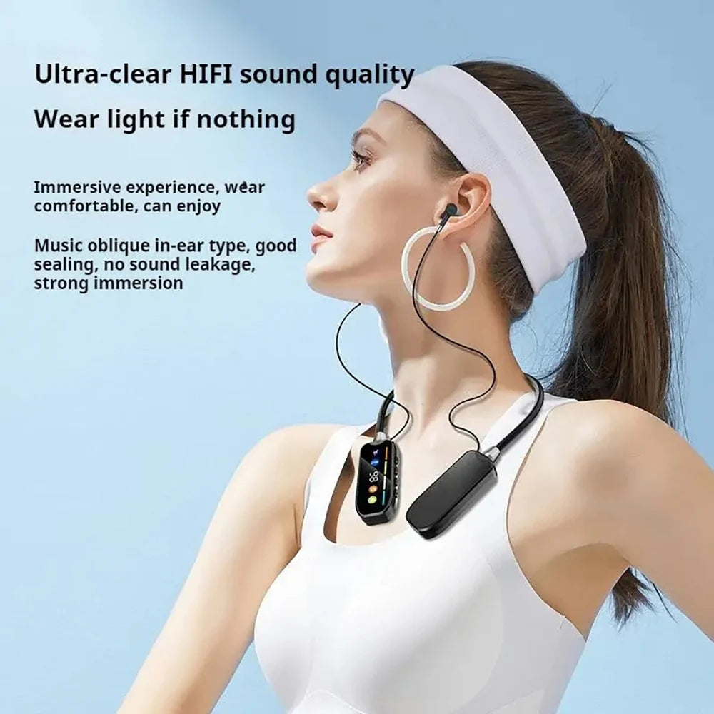 Écouteurs sans fil Bluetooth 5.4, avec écran HD, tour de cou, hi-fi, stéréo, réduction du bruit, pour Live Bluetooth 5.4 Headphones with HD Screen Wireless Headsets Neckband Earphones