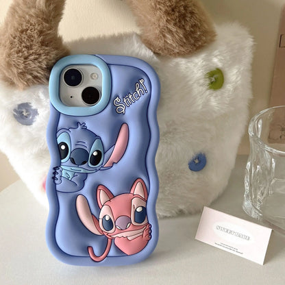 Dessin animé Disney Stitch Iphone 11 12 13 14 15 Pro Plus, mignon matériau en Silicone, coque de téléphone Simple tout compris, cadeau de saint valentin