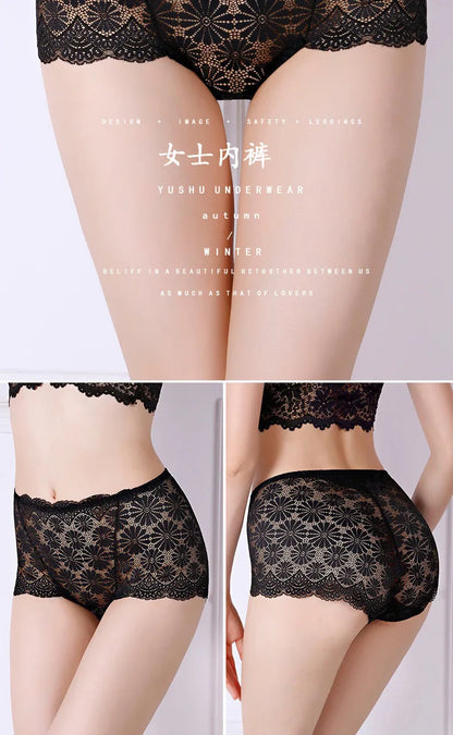 Sous-vêtements femmes taille haute lingerie sexy femmes évidé dentelle grande taille culottes slips ropa intérieur femenina ropa mujer