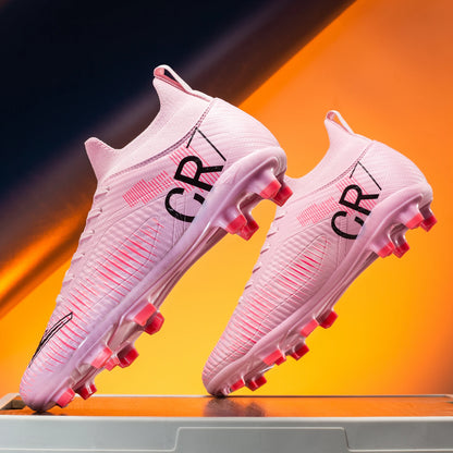 Chaussures de Football unisexes, hauts à lacets, pointes antidérapantes, Sports de plein air, crampons de Football athlétiques pour baskets d'entraînement professionnel