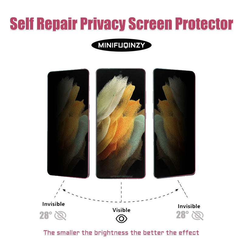 Film auto-réparateur pour Samsung Galaxy S25 Ultra S24 S23 S22 S20 Plus, 3 pièces, protecteur d'écran de confidentialité, déverrouillage S21 5G Note 20, pas du verre