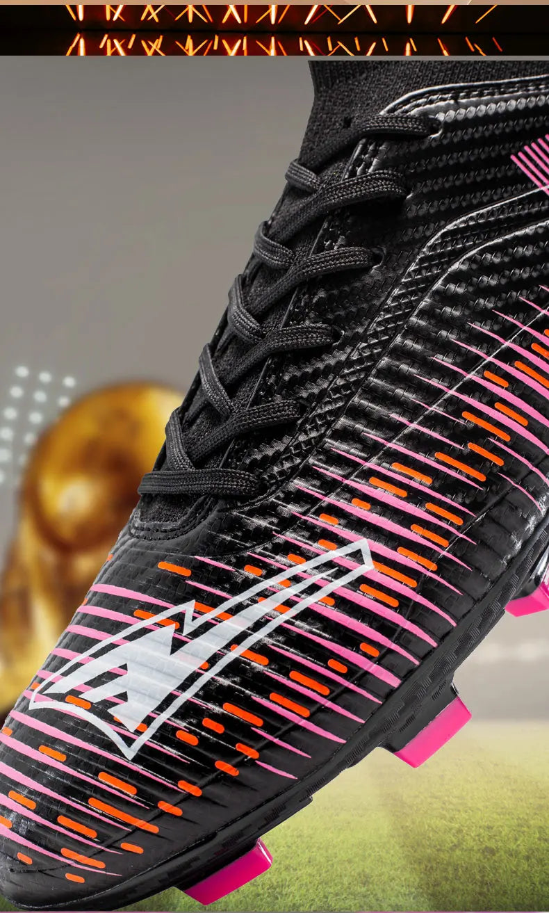 Chaussures de Football unisexes, hauts à lacets, pointes antidérapantes, Sports de plein air, crampons de Football athlétiques pour baskets d'entraînement professionnel