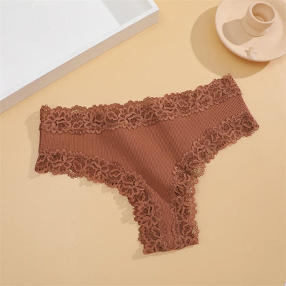 15 pièces femmes coton culottes Sexy dentelle intime sous-vêtements brésiliens couleur unie femme à la mode dentelle slips femme doux caleçons