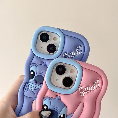 Dessin animé Disney Stitch Iphone 11 12 13 14 15 Pro Plus, mignon matériau en Silicone, coque de téléphone Simple tout compris, cadeau de saint valentin
