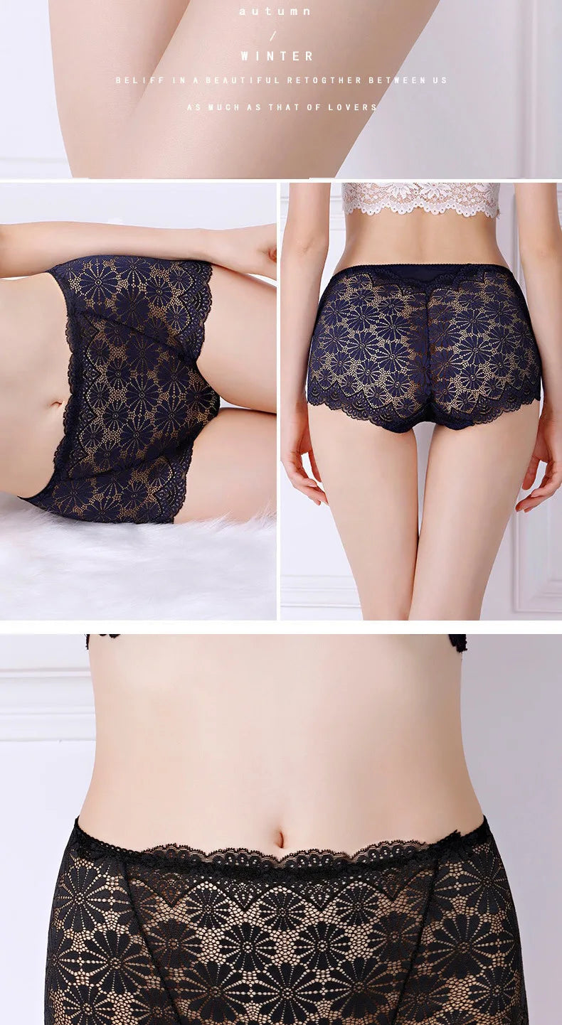 Sous-vêtements femmes taille haute lingerie sexy femmes évidé dentelle grande taille culottes slips ropa intérieur femenina ropa mujer