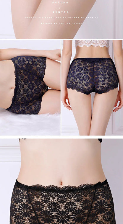 Sous-vêtements femmes taille haute lingerie sexy femmes évidé dentelle grande taille culottes slips ropa intérieur femenina ropa mujer