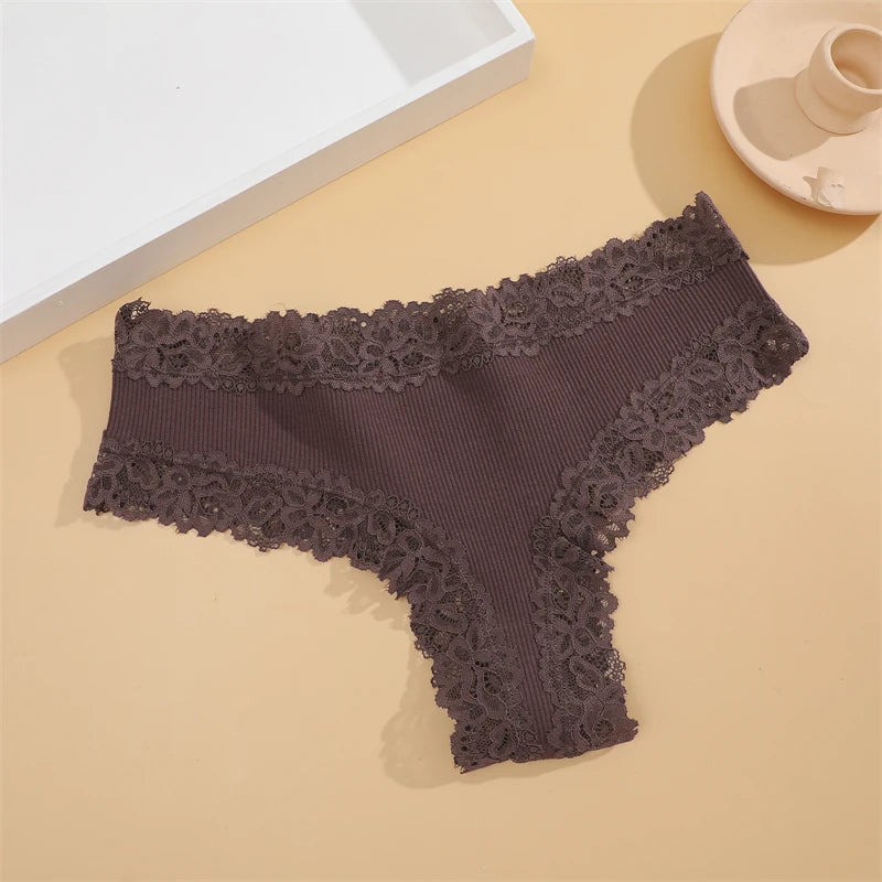 15 pièces femmes coton culottes Sexy dentelle intime sous-vêtements brésiliens couleur unie femme à la mode dentelle slips femme doux caleçons