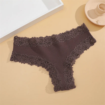 15 pièces femmes coton culottes Sexy dentelle intime sous-vêtements brésiliens couleur unie femme à la mode dentelle slips femme doux caleçons