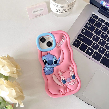 Dessin animé Disney Stitch Iphone 11 12 13 14 15 Pro Plus, mignon matériau en Silicone, coque de téléphone Simple tout compris, cadeau de saint valentin