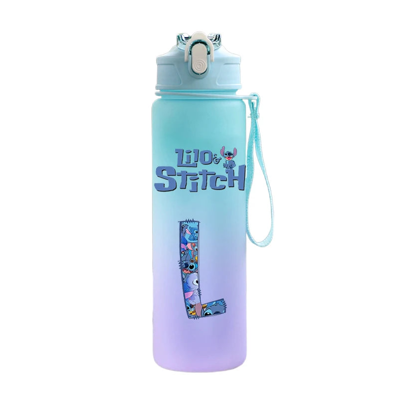 750ML Lettre A-Z Imprimer  Stitch Bouteille D'eau Grande Capacité Boire Portable Dessin Animé En Plein Air Tasse D'eau Enfant Cadeau