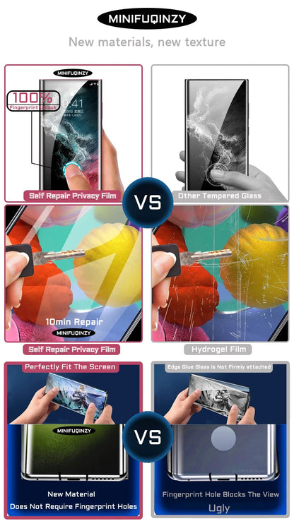 Film auto-réparateur pour Samsung Galaxy S25 Ultra S24 S23 S22 S20 Plus, 3 pièces, protecteur d'écran de confidentialité, déverrouillage S21 5G Note 20, pas du verre