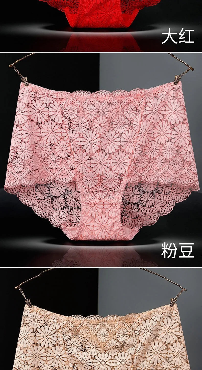 Sous-vêtements femmes taille haute lingerie sexy femmes évidé dentelle grande taille culottes slips ropa intérieur femenina ropa mujer