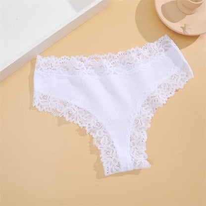15 pièces femmes coton culottes Sexy dentelle intime sous-vêtements brésiliens couleur unie femme à la mode dentelle slips femme doux caleçons