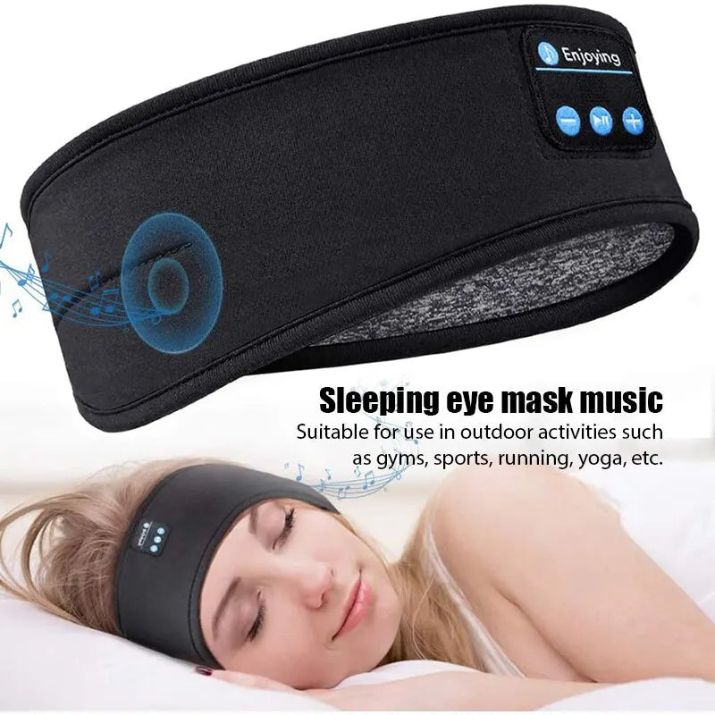 Écouteurs sans fil Bluetooth Fone, casque élastique, masque pour les yeux de musique, bande de sauna de sommeil de sport