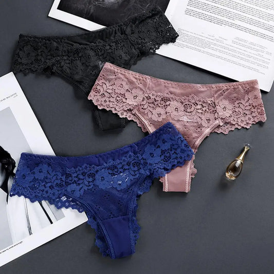 Sous-vêtements Sexy en dentelle pour femmes, culotte élégante en dentelle ajourée, Lingerie respirante, tentation brodée, intimes