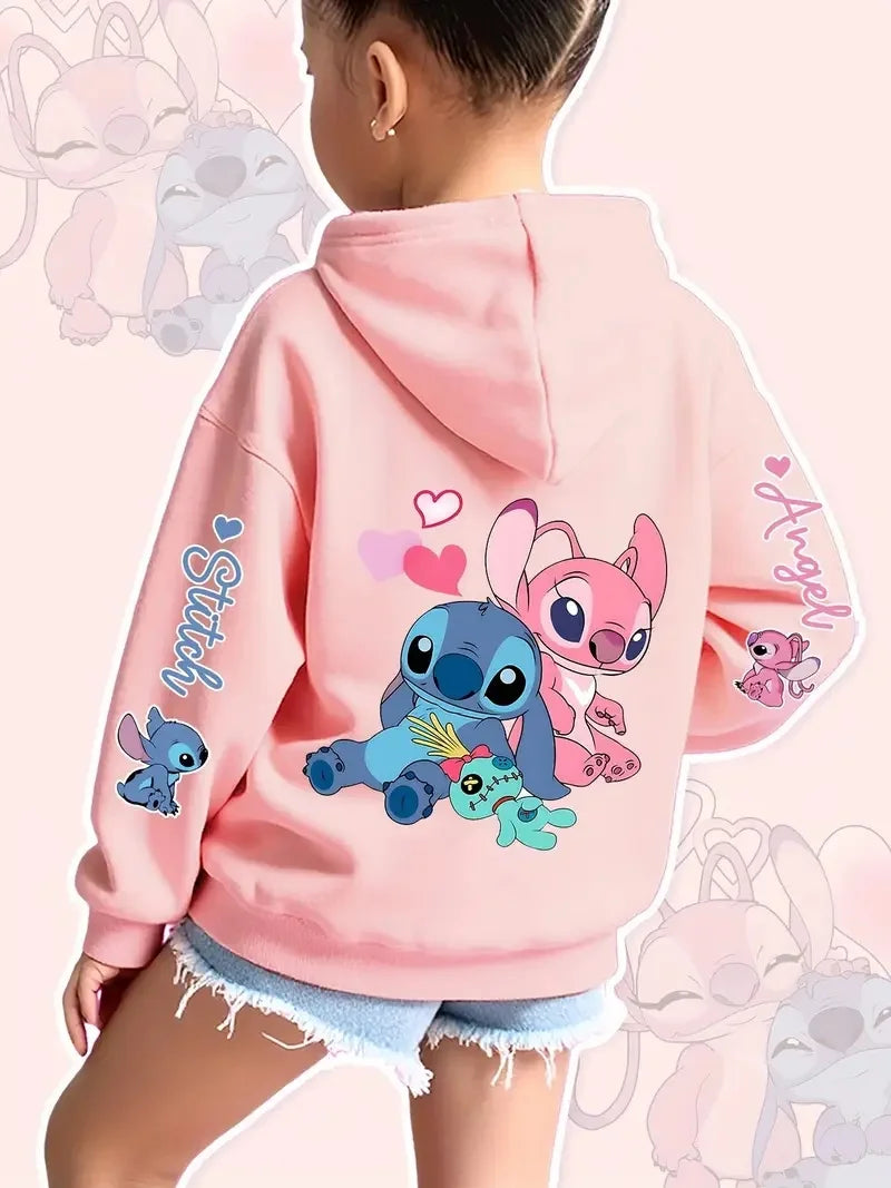 2025 Disney sweats à capuche mode point ange monstre poche sweat pull mignon sweats à capuche filles enfants sweat dessin animé hauts Y2k
