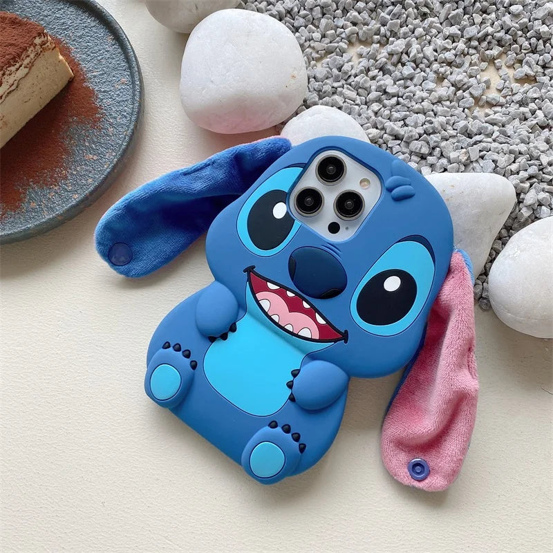 Bandai – coque de téléphone en Silicone 3D, dessin animé, point pour iPhone 14 13 12 11 15 16Pro Max, fourrure moelleuse, peluche, point d'oreille, cadeau pour hommes et enfants