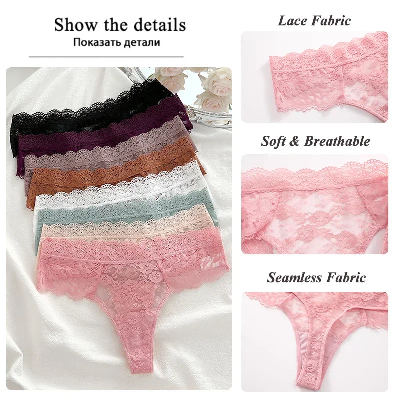 Strings sexy en dentelle pour femmes, slips taille basse, sous-vêtements doux pour dames, caleçons floraux, culottes florales, lingerie féminine, 3 pièces