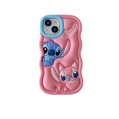 Dessin animé Disney Stitch Iphone 11 12 13 14 15 Pro Plus, mignon matériau en Silicone, coque de téléphone Simple tout compris, cadeau de saint valentin