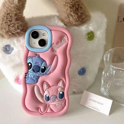 Dessin animé Disney Stitch Iphone 11 12 13 14 15 Pro Plus, mignon matériau en Silicone, coque de téléphone Simple tout compris, cadeau de saint valentin