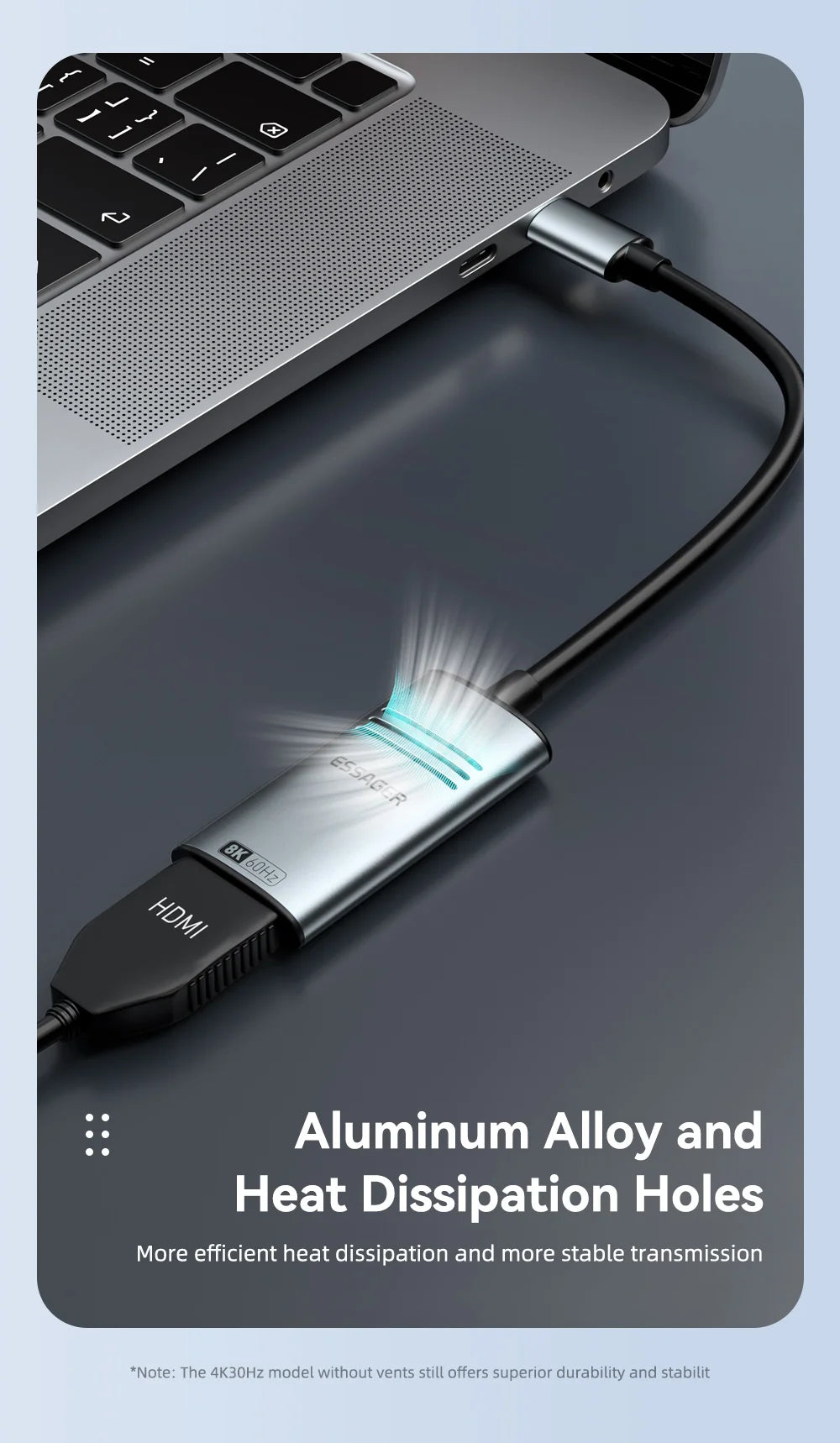 Essager adaptateur HDMI vers USB Type C pour iPhone MacBook Pro Air iPad Samsung Galaxy 8K @ 60Hz 4K @ 120Hz/144Hz convertisseur de câble TV HD