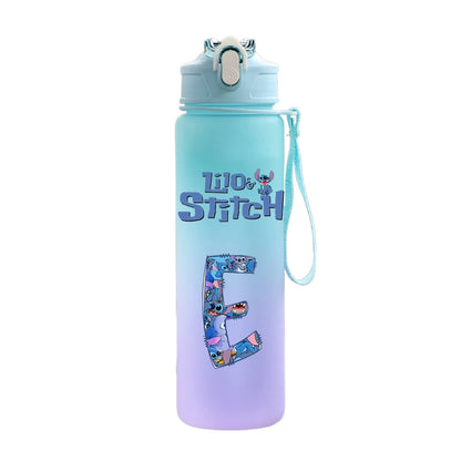 750ML Lettre A-Z Imprimer  Stitch Bouteille D'eau Grande Capacité Boire Portable Dessin Animé En Plein Air Tasse D'eau Enfant Cadeau