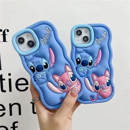 Dessin animé Disney Stitch Iphone 11 12 13 14 15 Pro Plus, mignon matériau en Silicone, coque de téléphone Simple tout compris, cadeau de saint valentin