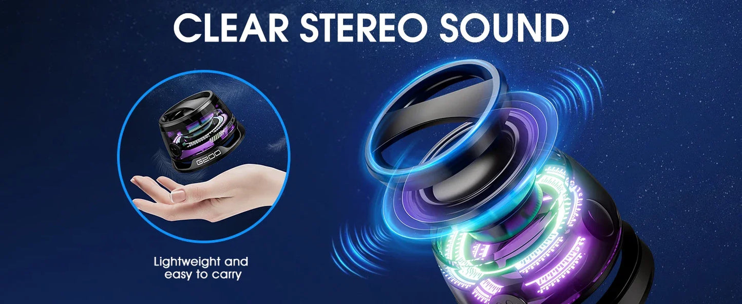 Haut-parleur Bluetooth magnétique d'extérieur, Mini haut-parleur stéréo de voyage Portable sans fil avec lumière de couleur rvb et support de téléphone pour Ios