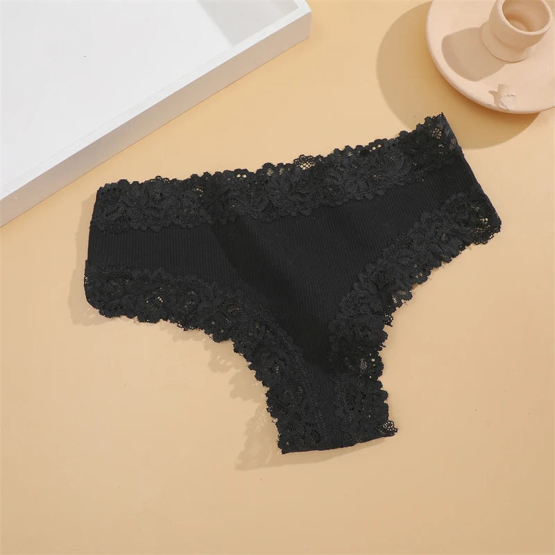 15 pièces femmes coton culottes Sexy dentelle intime sous-vêtements brésiliens couleur unie femme à la mode dentelle slips femme doux caleçons