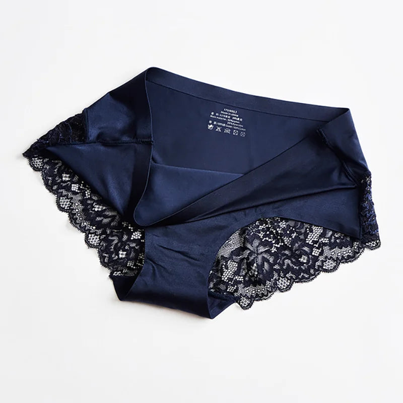 TrowBridge 3 pièces/ensemble culottes pour femmes sous-vêtements en dentelle exquise Lingerie Sexy grande taille slips en Satin de soie douce caleçons doux et confortables