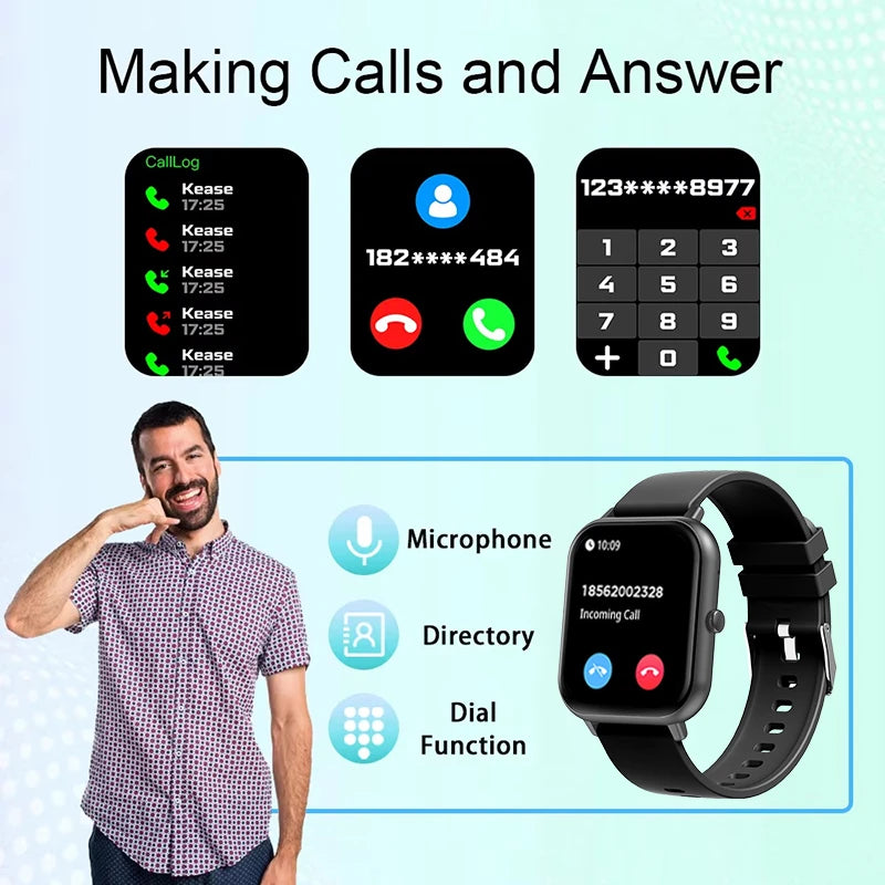 Montre intelligente étanche IP68 pour hommes et femmes, tracker de fitness, fréquence cardiaque, appel Bluetooth, IOS, Android, Xiaomi, nouveau, 2025