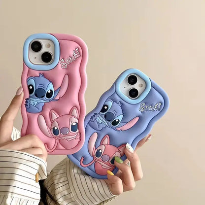 Dessin animé Disney Stitch Iphone 11 12 13 14 15 Pro Plus, mignon matériau en Silicone, coque de téléphone Simple tout compris, cadeau de saint valentin