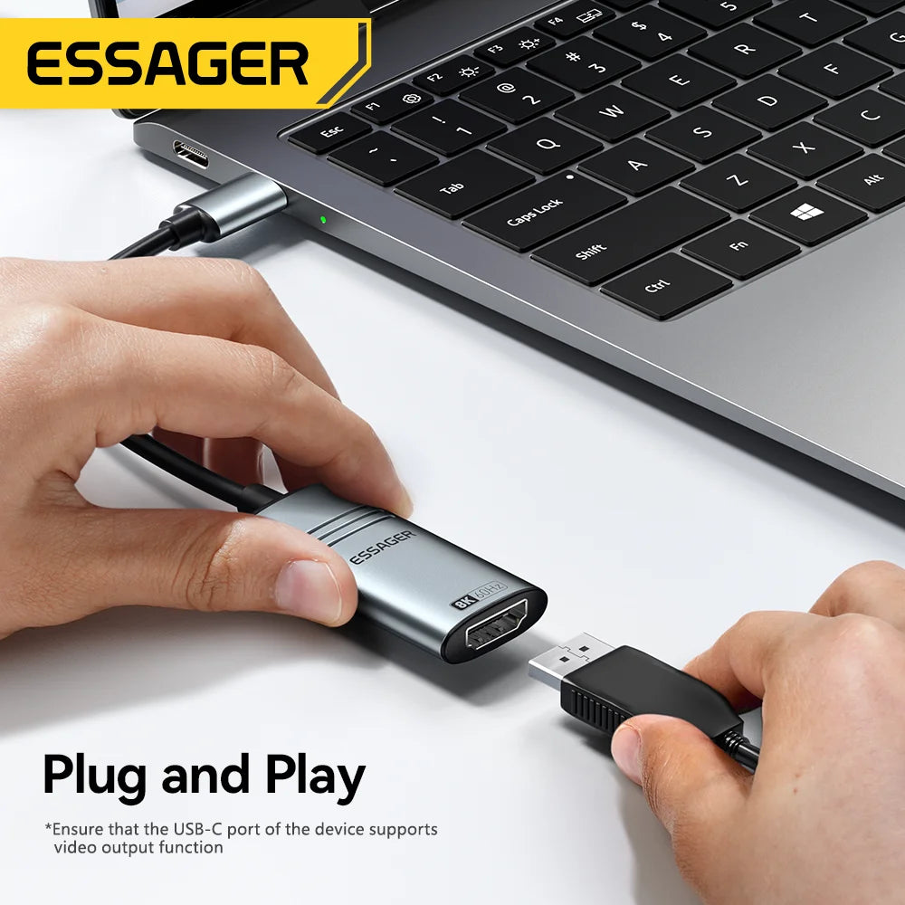 Essager adaptateur HDMI vers USB Type C pour iPhone MacBook Pro Air iPad Samsung Galaxy 8K @ 60Hz 4K @ 120Hz/144Hz convertisseur de câble TV HD