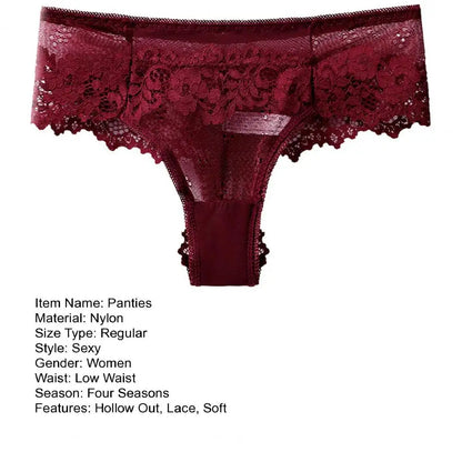 Sous-vêtements Sexy en dentelle pour femmes, culotte élégante en dentelle ajourée, Lingerie respirante, tentation brodée, intimes